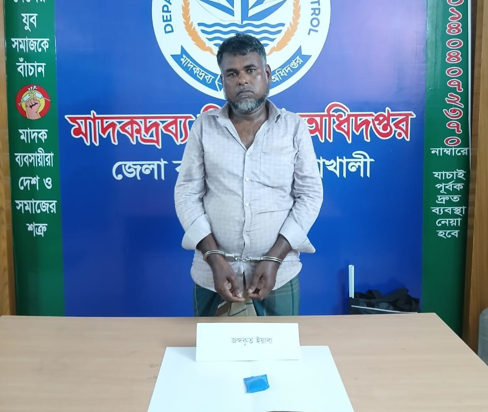 নোয়াখালীতে ১৮০ পিস ইয়াবাসহ মাদক কারবারি বেলায়েত গ্রেফতার